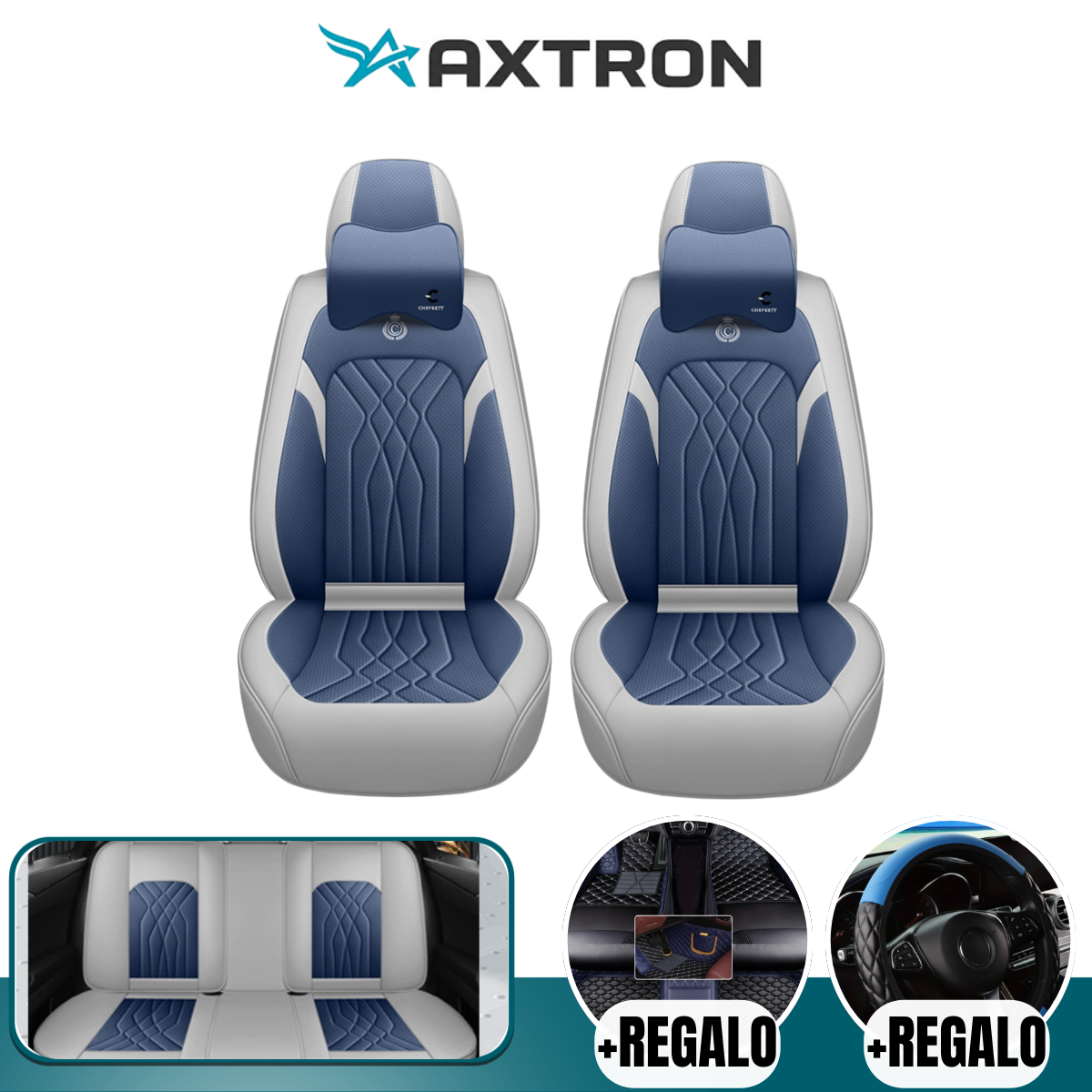 Funda de Asiento Universal Sentinel en Cuero Legítimo con Airbag + REGALOS: Alfombra de Cuero y Funda para Volante