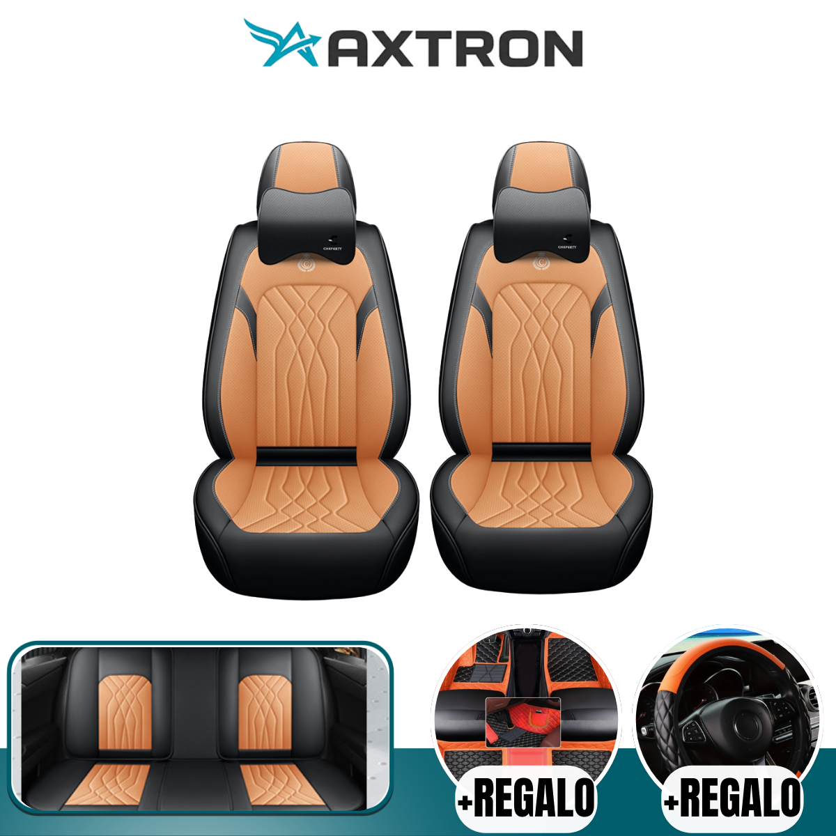 Funda de Asiento Universal Sentinel en Cuero Legítimo con Airbag + REGALOS: Alfombra de Cuero y Funda para Volante